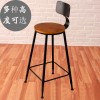 鐵藝吧臺椅實木星巴克咖啡廳前臺椅復(fù)古酒吧椅家用靠背高腳凳椅子